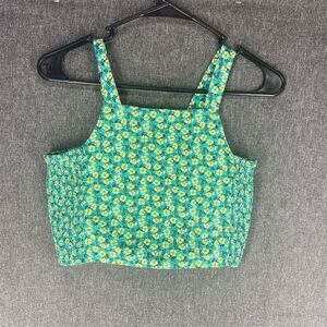 Zara Girls Cropped Floral Print Top Green‎ Size 13-14 Summer Casual Blouse